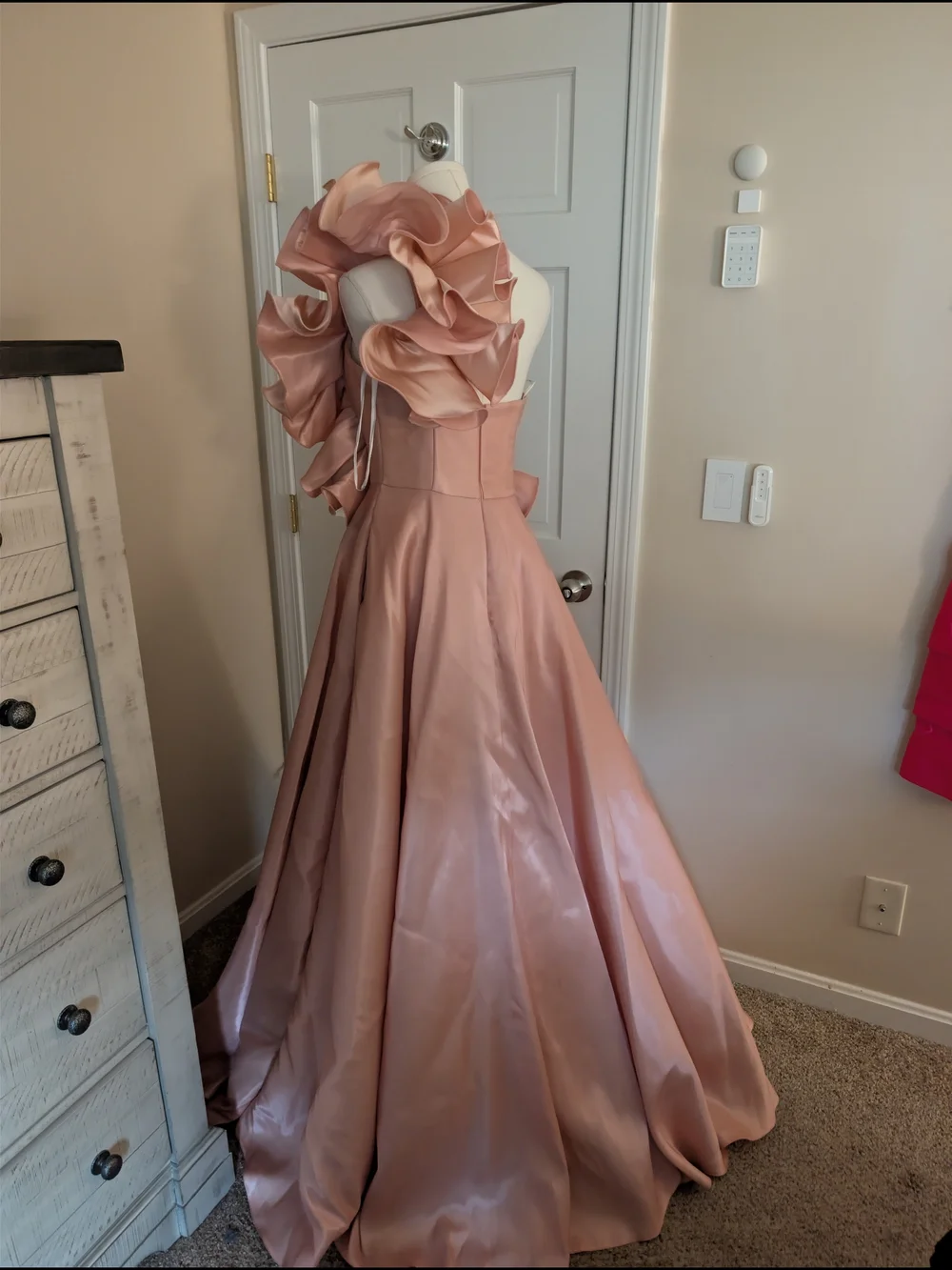 Jovani Blush Pink Ruffle One Shoulder Ball Gown Dress Size 4 NWOT | Style 40796